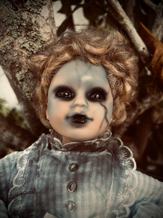 Meet Faye 12" Vintage Baby Porcelain witchy Creepy Haunted Spirit Infected Zombie Doll Scary Poltergeist Halloween Spooky Hand Painted