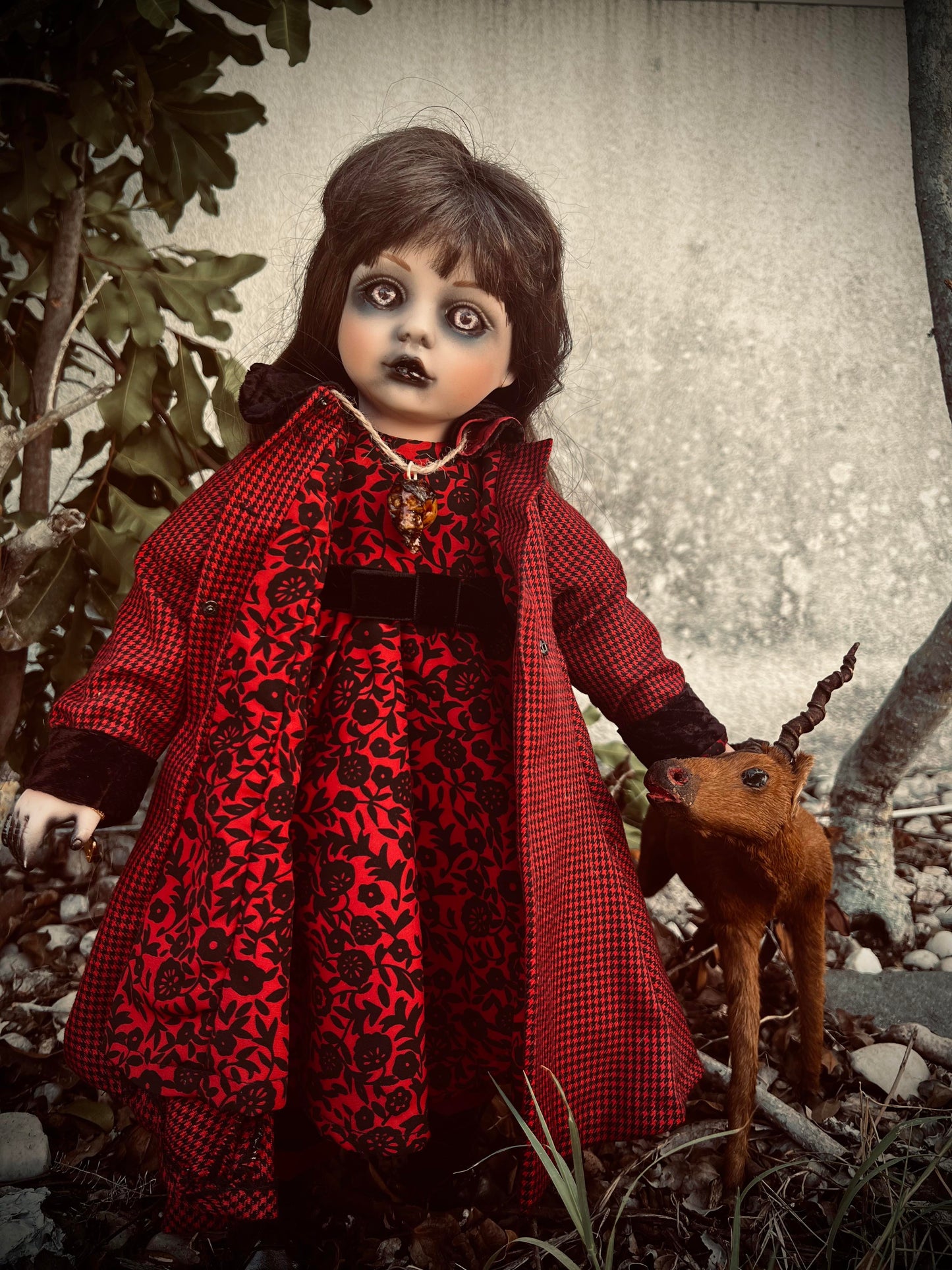 Meet Jade 19" Vintage Baby Porcelain witchy Creepy Haunted Spirit Infected Zombie Doll Scary Poltergeist Halloween Spooky Hand Painted