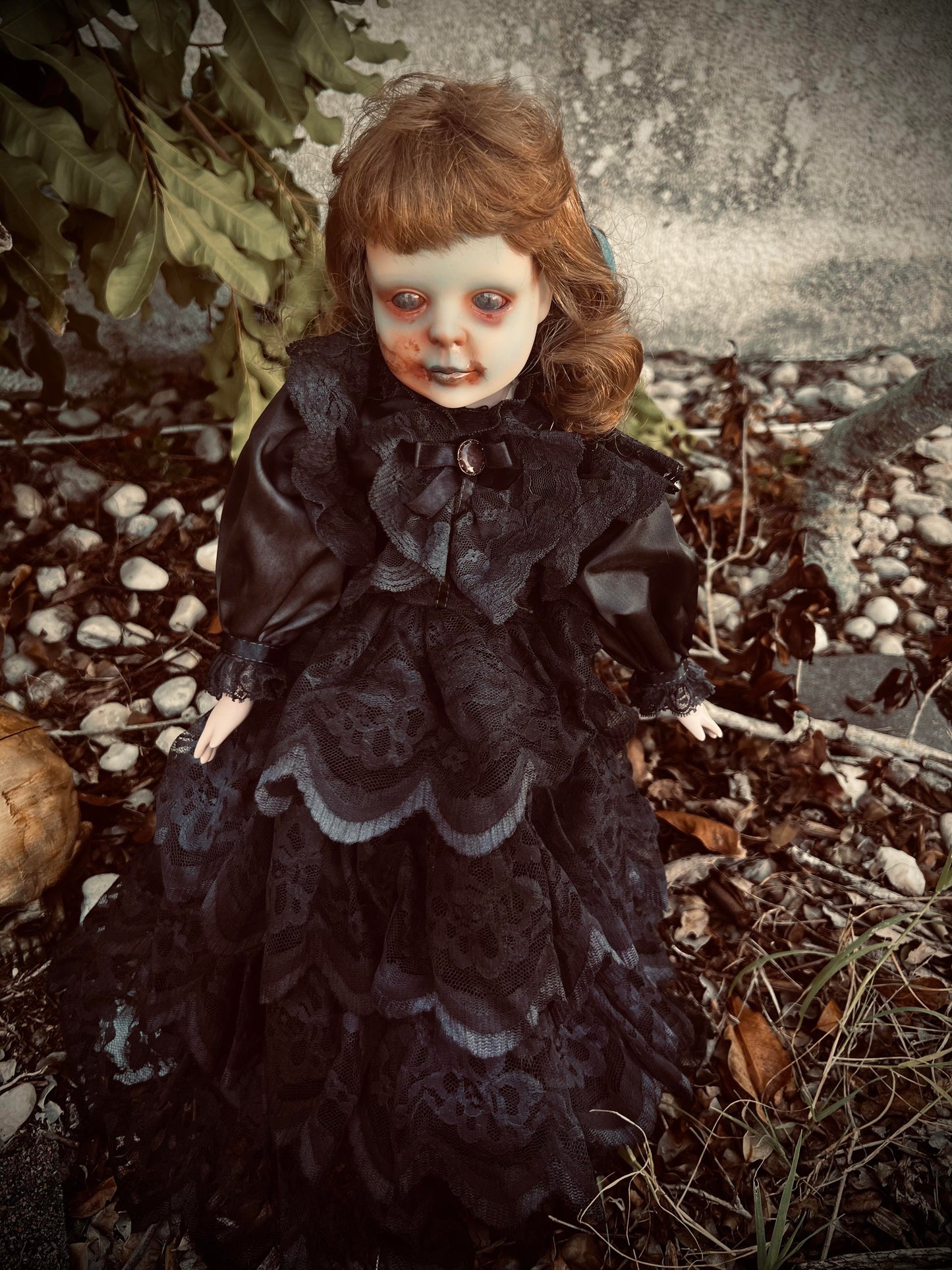 Meet Nora 19" Vintage Baby Porcelain witchy Creepy Haunted Spirit Infected Zombie Doll Scary Poltergeist Halloween Spooky Hand Painted