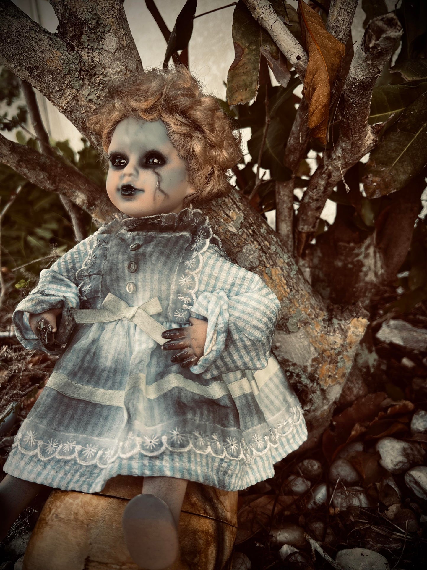 Meet Faye 12" Vintage Baby Porcelain witchy Creepy Haunted Spirit Infected Zombie Doll Scary Poltergeist Halloween Spooky Hand Painted