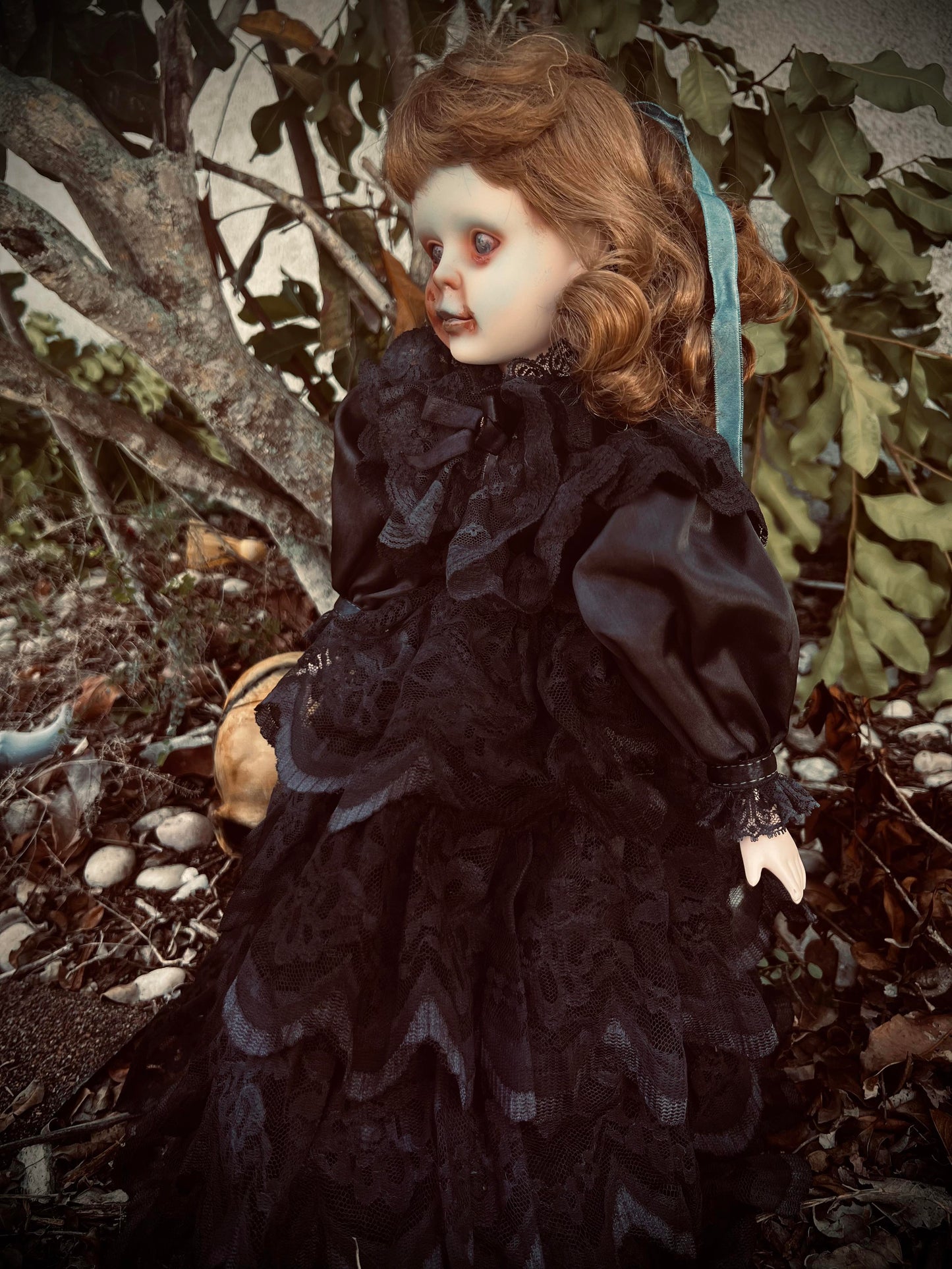 Meet Nora 19" Vintage Baby Porcelain witchy Creepy Haunted Spirit Infected Zombie Doll Scary Poltergeist Halloween Spooky Hand Painted