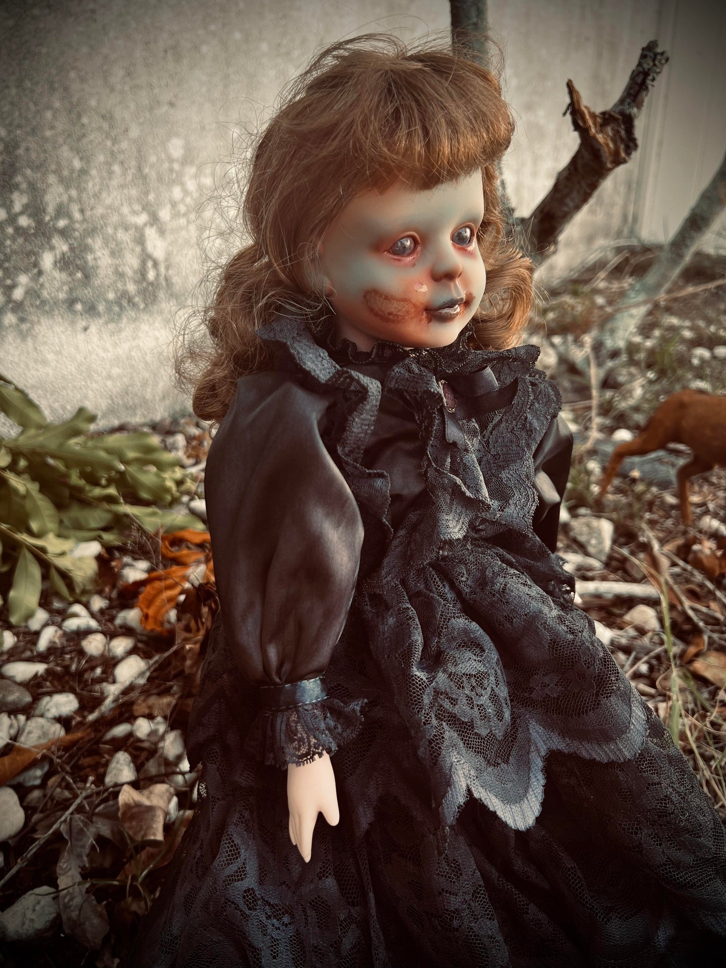 Meet Nora 19" Vintage Baby Porcelain witchy Creepy Haunted Spirit Infected Zombie Doll Scary Poltergeist Halloween Spooky Hand Painted