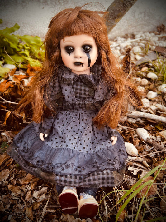 Meet Una 14" Vintage Baby Porcelain witchy Creepy Haunted Spirit Infected Zombie Doll Scary Poltergeist Halloween Spooky Hand Painted