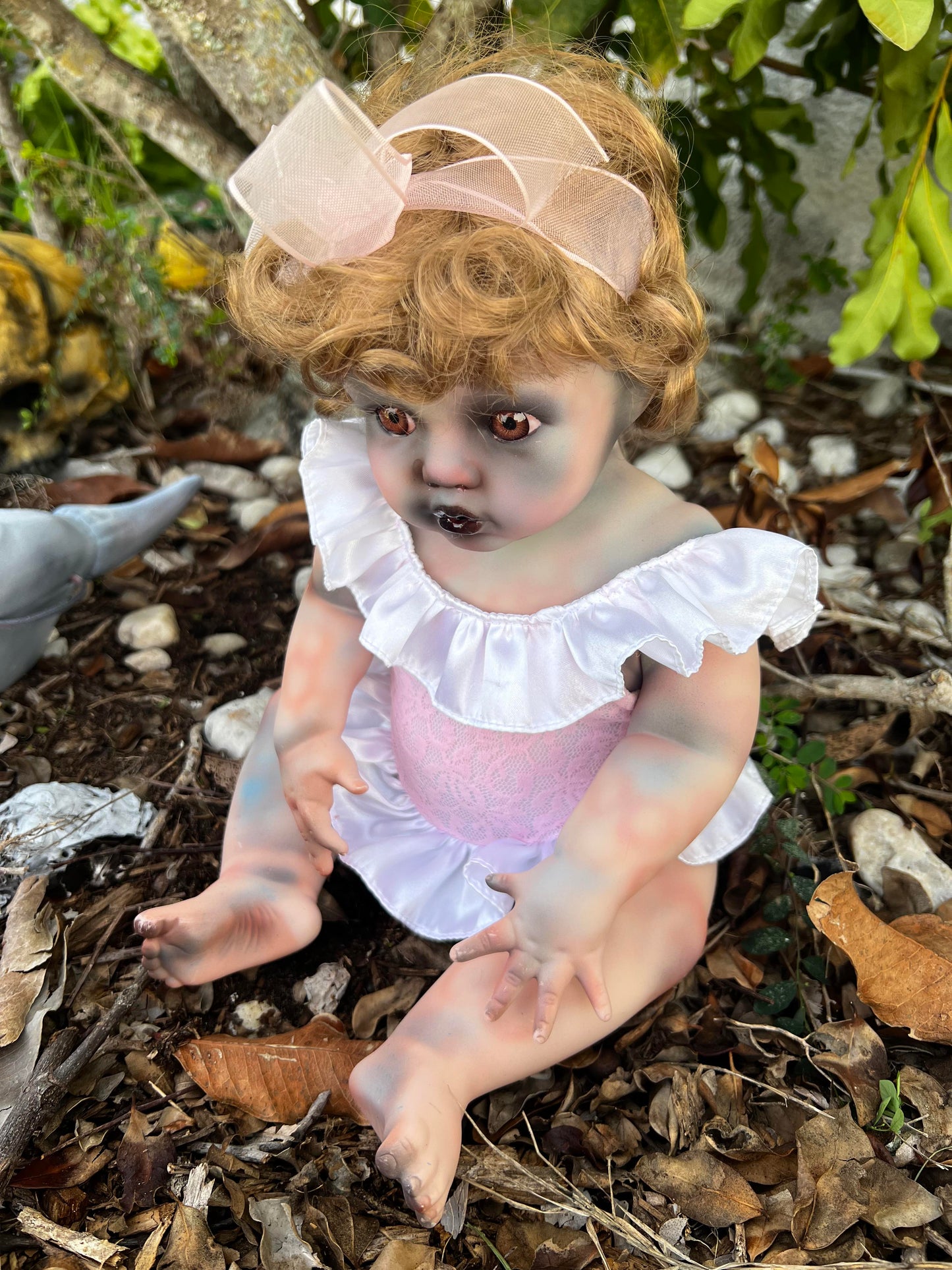 Meet Clarice 16" Vintage Baby Porcelain witchy Creepy Haunted Spirit Infected Zombie Doll Scary Poltergeist Halloween Spooky Hand Painted