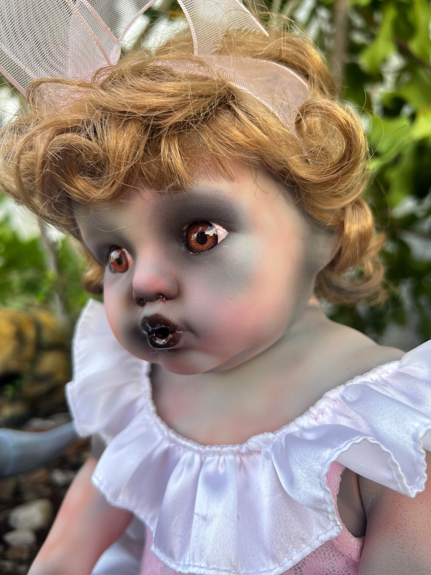 Meet Clarice 16" Vintage Baby Porcelain witchy Creepy Haunted Spirit Infected Zombie Doll Scary Poltergeist Halloween Spooky Hand Painted