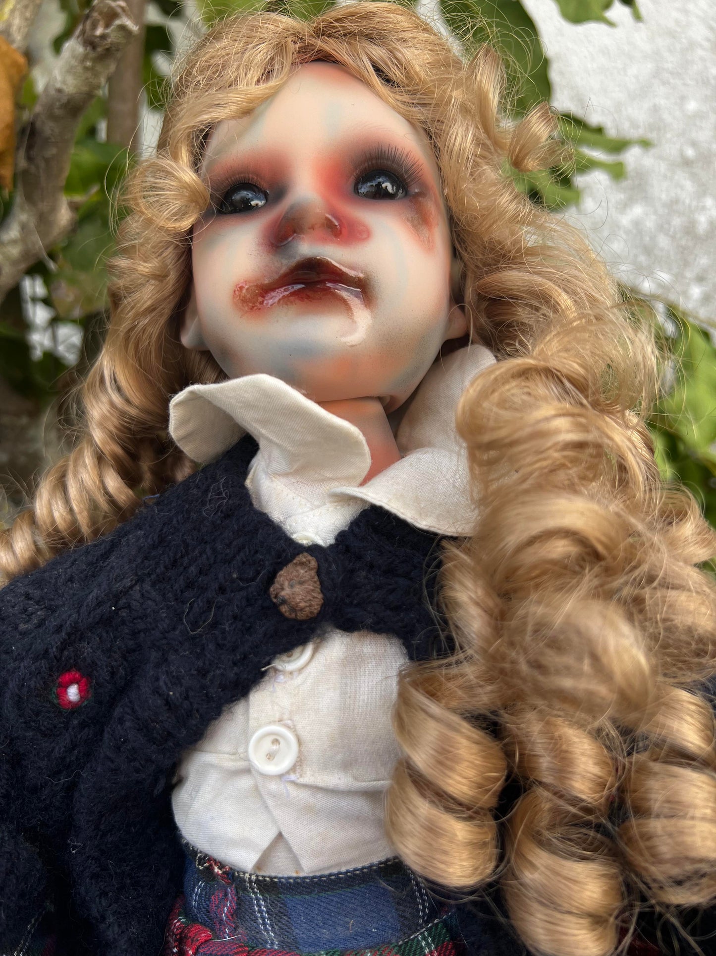 Meet Alice 18" Vintage Baby Porcelain witchy Creepy Haunted Spirit Infected Zombie Doll Scary Poltergeist Halloween Spooky Hand Painted