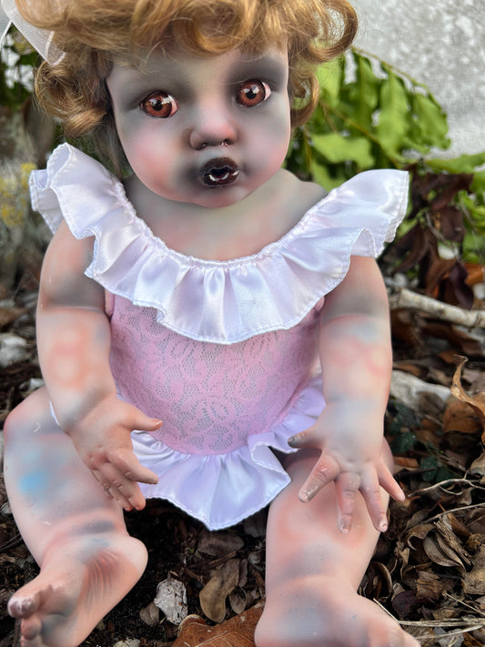 Meet Clarice 16" Vintage Baby Porcelain witchy Creepy Haunted Spirit Infected Zombie Doll Scary Poltergeist Halloween Spooky Hand Painted