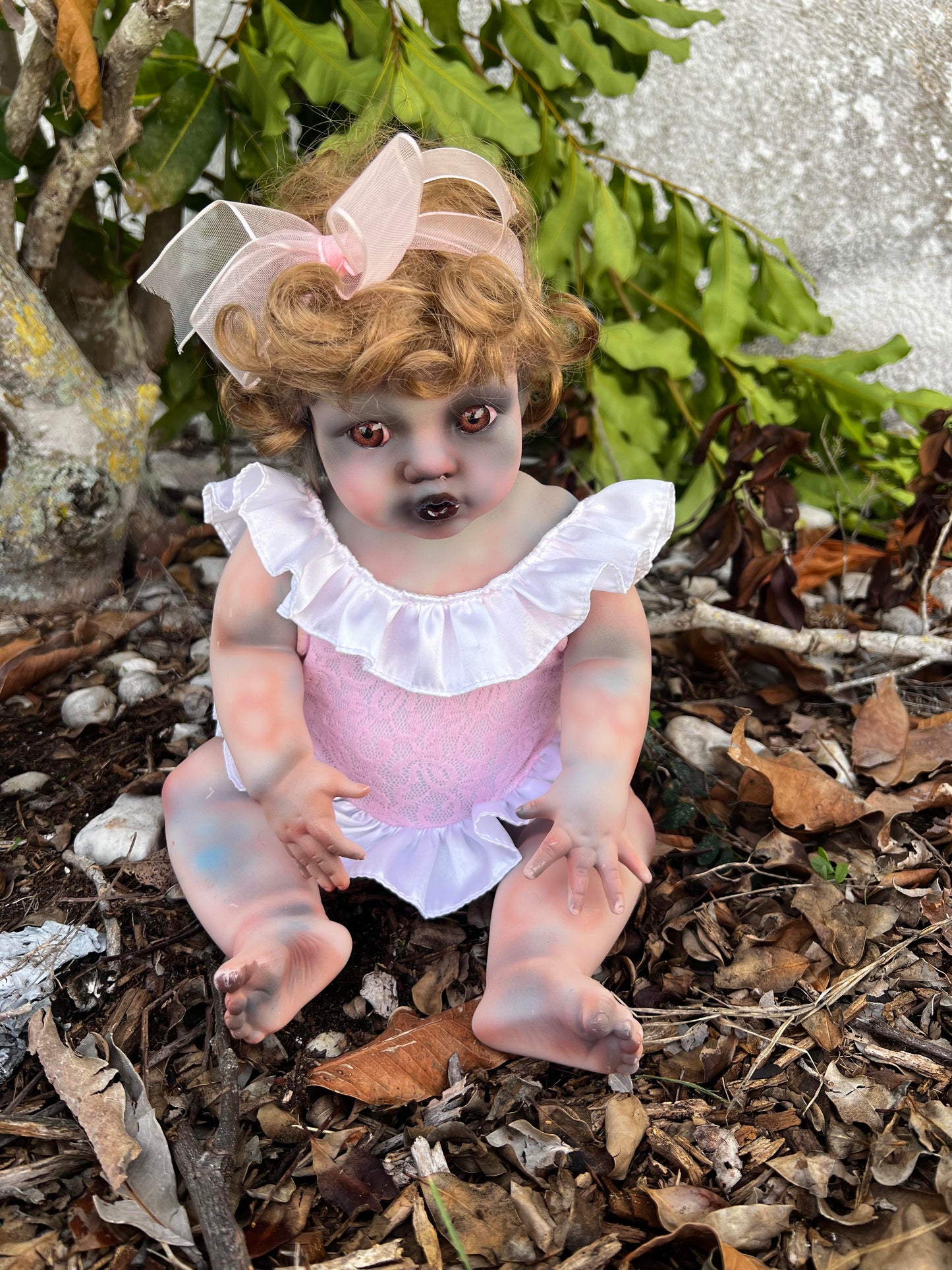 Meet Clarice 16" Vintage Baby Porcelain witchy Creepy Haunted Spirit Infected Zombie Doll Scary Poltergeist Halloween Spooky Hand Painted