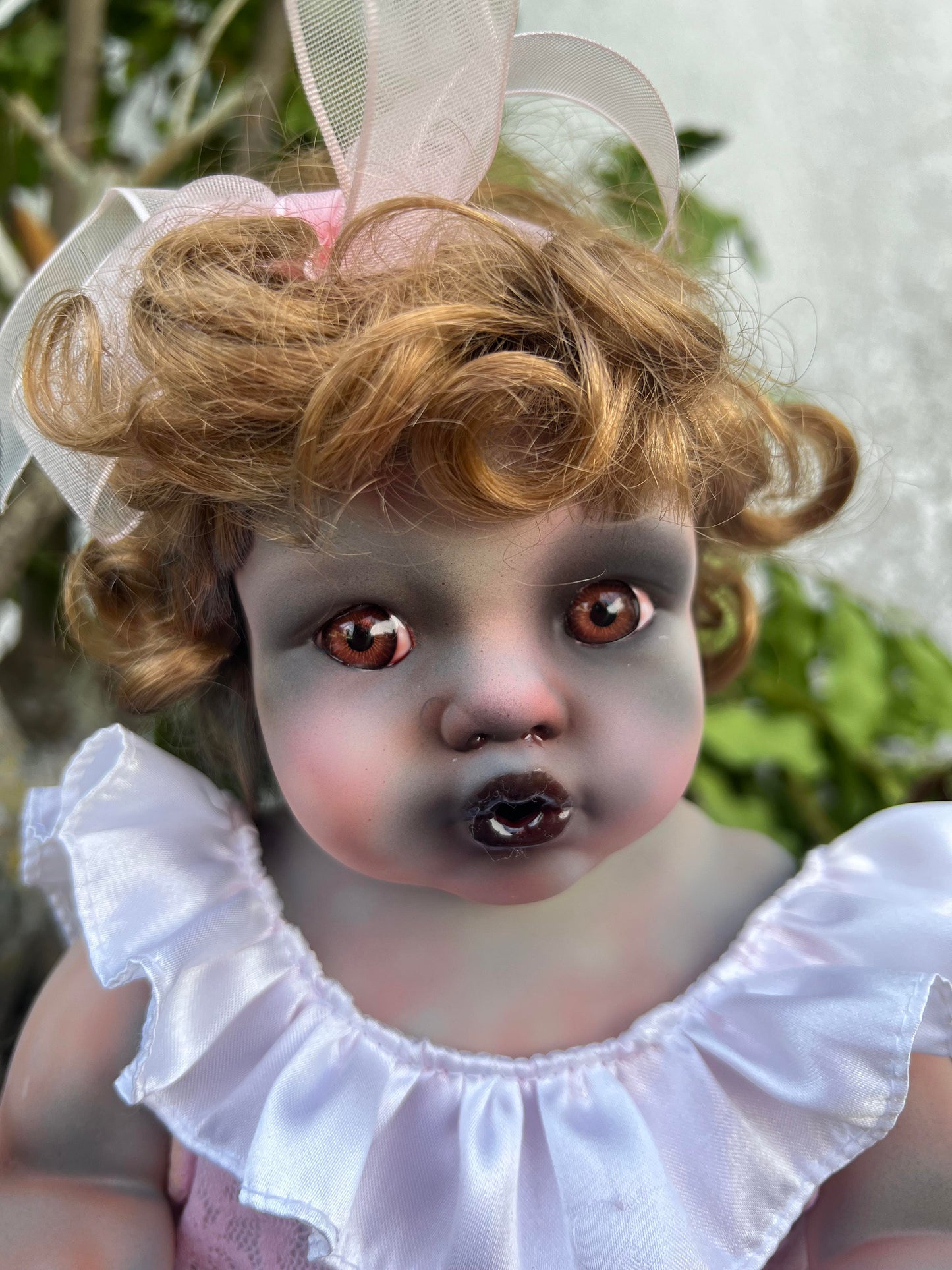 Meet Clarice 16" Vintage Baby Porcelain witchy Creepy Haunted Spirit Infected Zombie Doll Scary Poltergeist Halloween Spooky Hand Painted