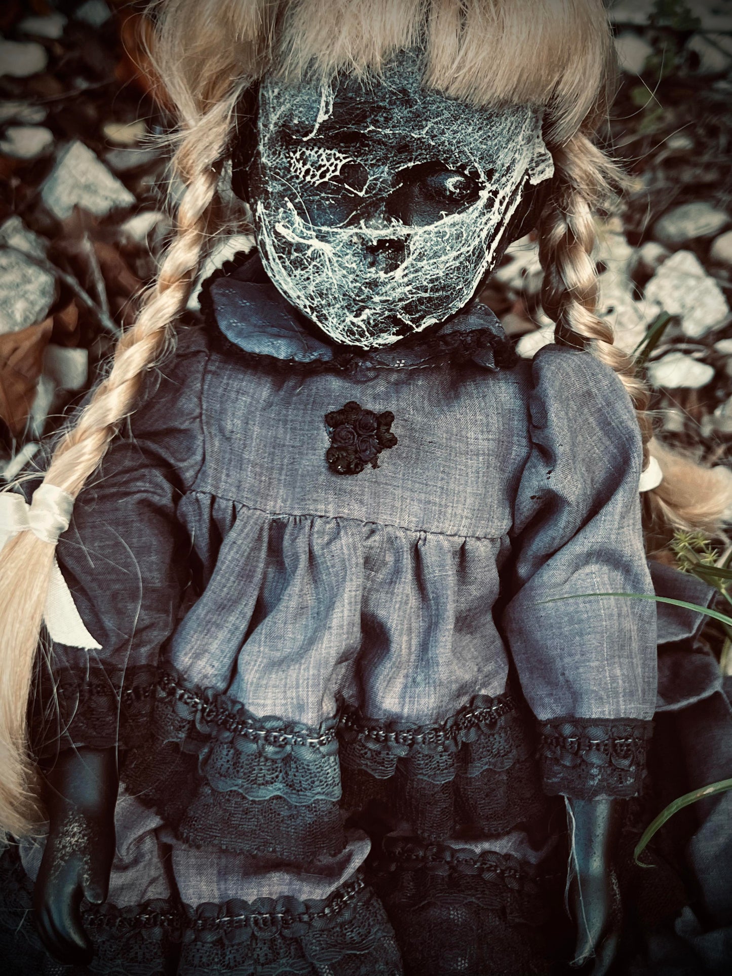 Meet Unlucky Charlotte 15" Doll Porcelain Witchy Creepy Haunted Spirit Infected Spider Web Scary Poltergeist Spooky Wicca Possessed