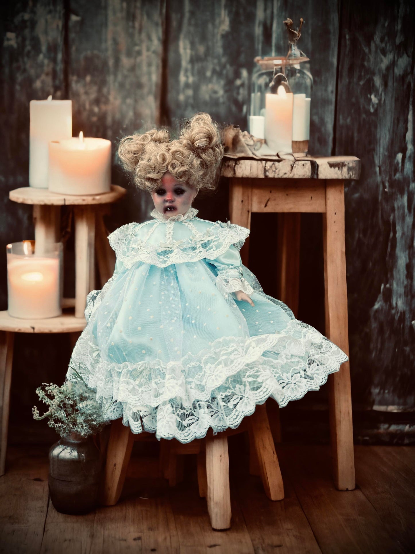 Meet Jannette 19" Doll Porcelain Witchy Creepy Haunted Spirit Infected Scary Spooky Zombie Possessed Fall Gothic Positive Energy
