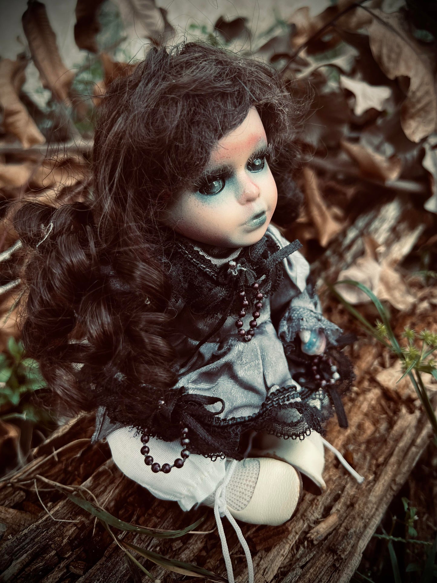 Meet Blanche 9" Mini Doll Porcelain Witchy Creepy Haunted Spirit Infected Scary Spooky Zombie Possessed Fall Gothic Positive Energy