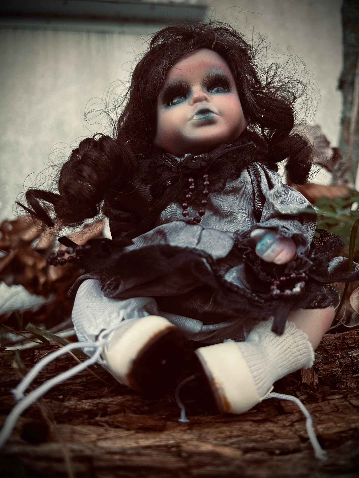 Meet Blanche 9" Mini Doll Porcelain Witchy Creepy Haunted Spirit Infected Scary Spooky Zombie Possessed Fall Gothic Positive Energy