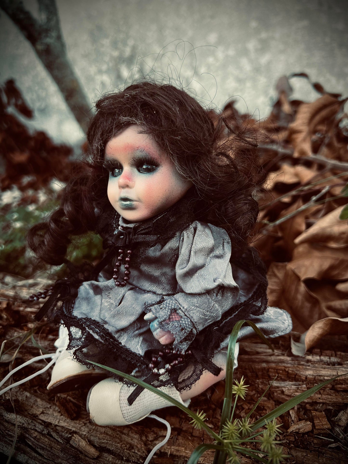 Meet Blanche 9" Mini Doll Porcelain Witchy Creepy Haunted Spirit Infected Scary Spooky Zombie Possessed Fall Gothic Positive Energy