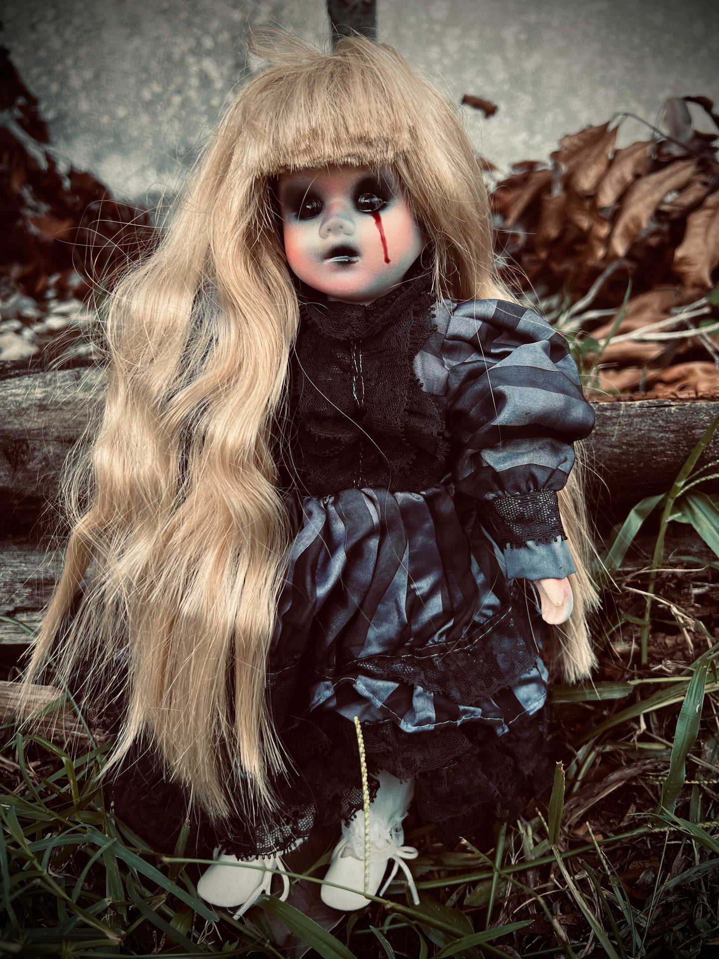 Meet Gwendolyn 12" Doll Porcelain Witchy Creepy Haunted Spirit Infected Scary Spooky Zombie Possessed Fall Gothic Positive Energy