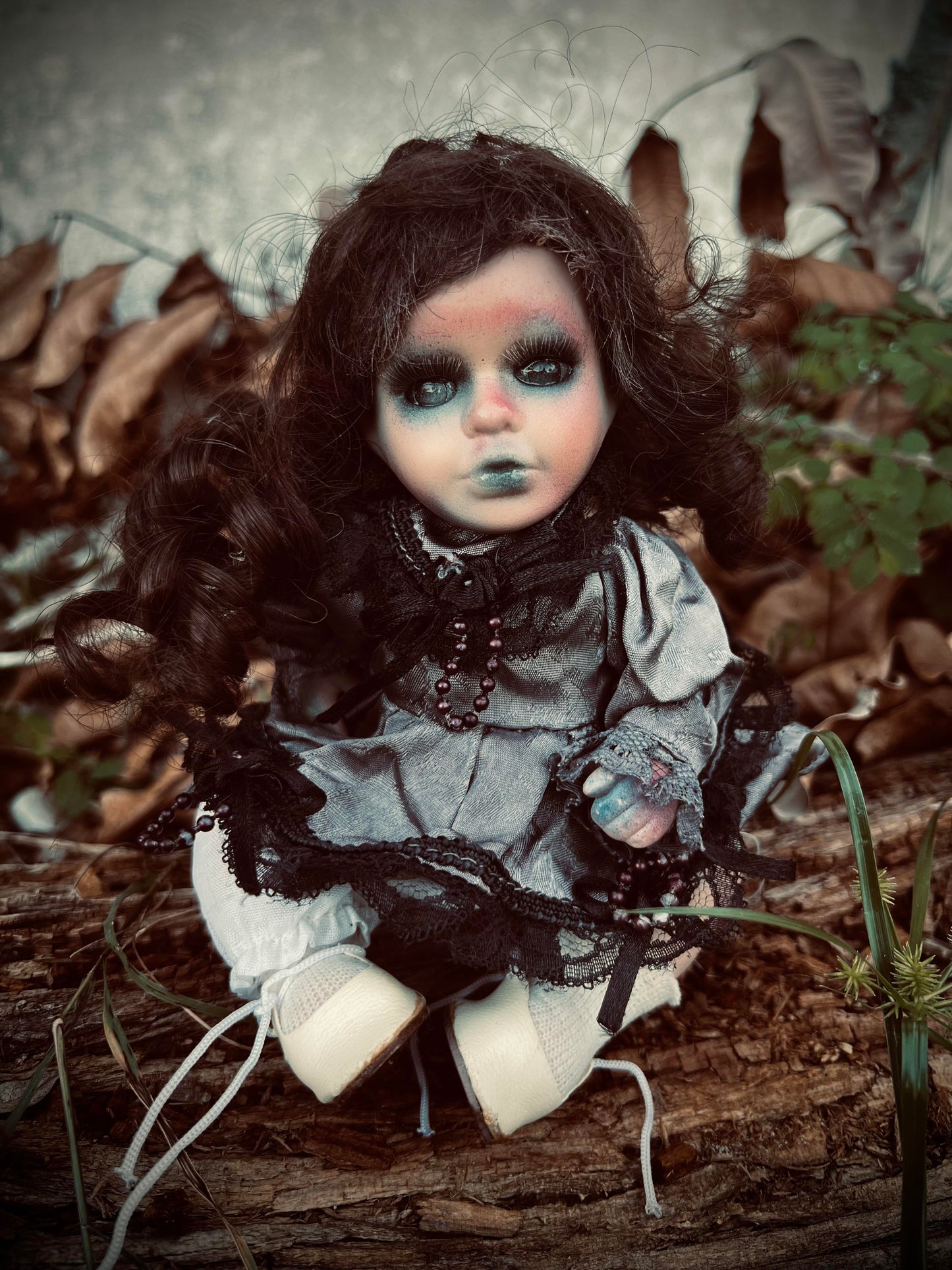 Meet Blanche 9" Mini Doll Porcelain Witchy Creepy Haunted Spirit Infected Scary Spooky Zombie Possessed Fall Gothic Positive Energy