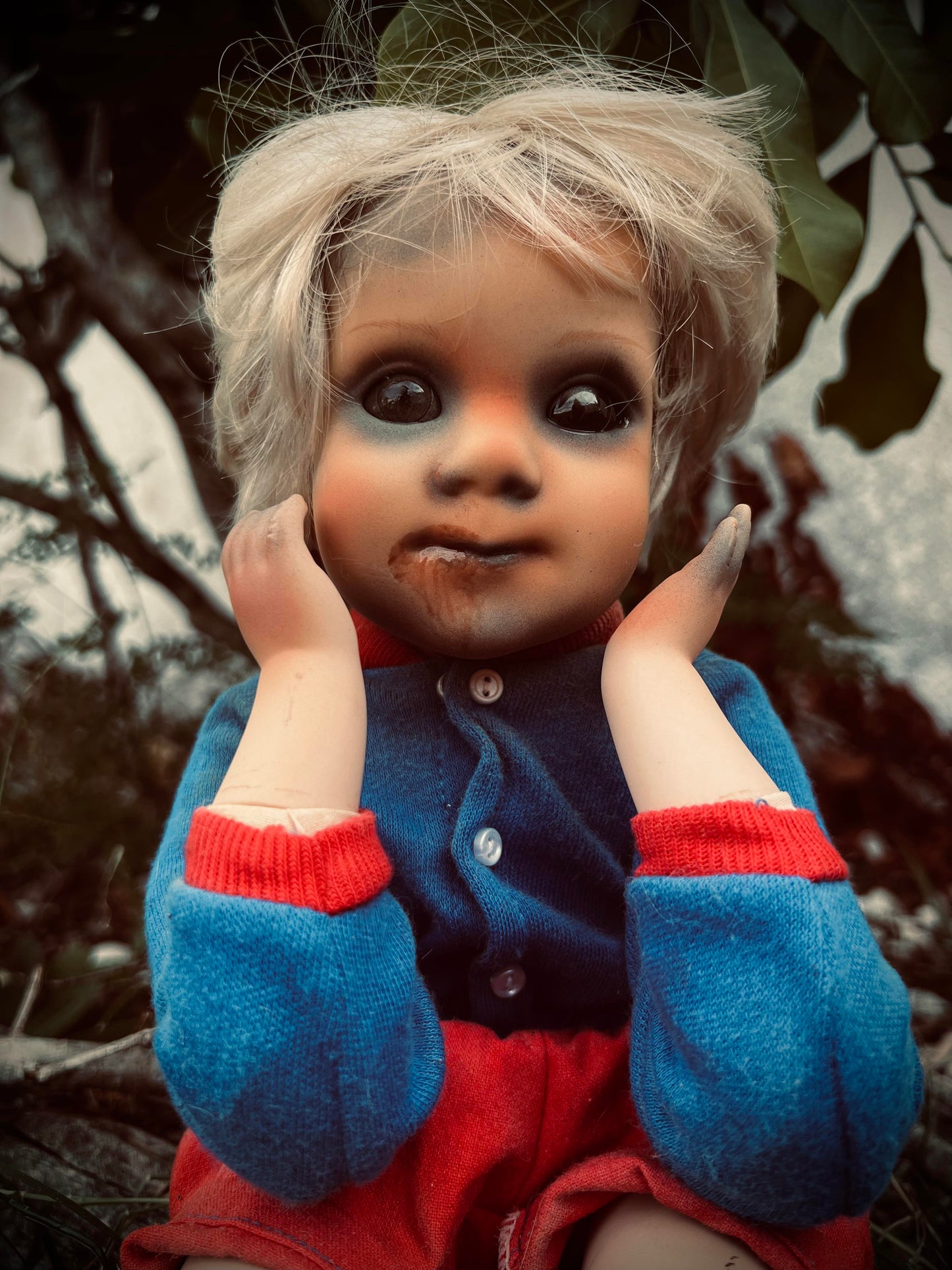 Meet Chris 10" Sitting Doll Porcelain Witchy Creepy Haunted Spirit Infected Scary Spooky Zombie Possessed Gift Idea Gothic Positive Energy