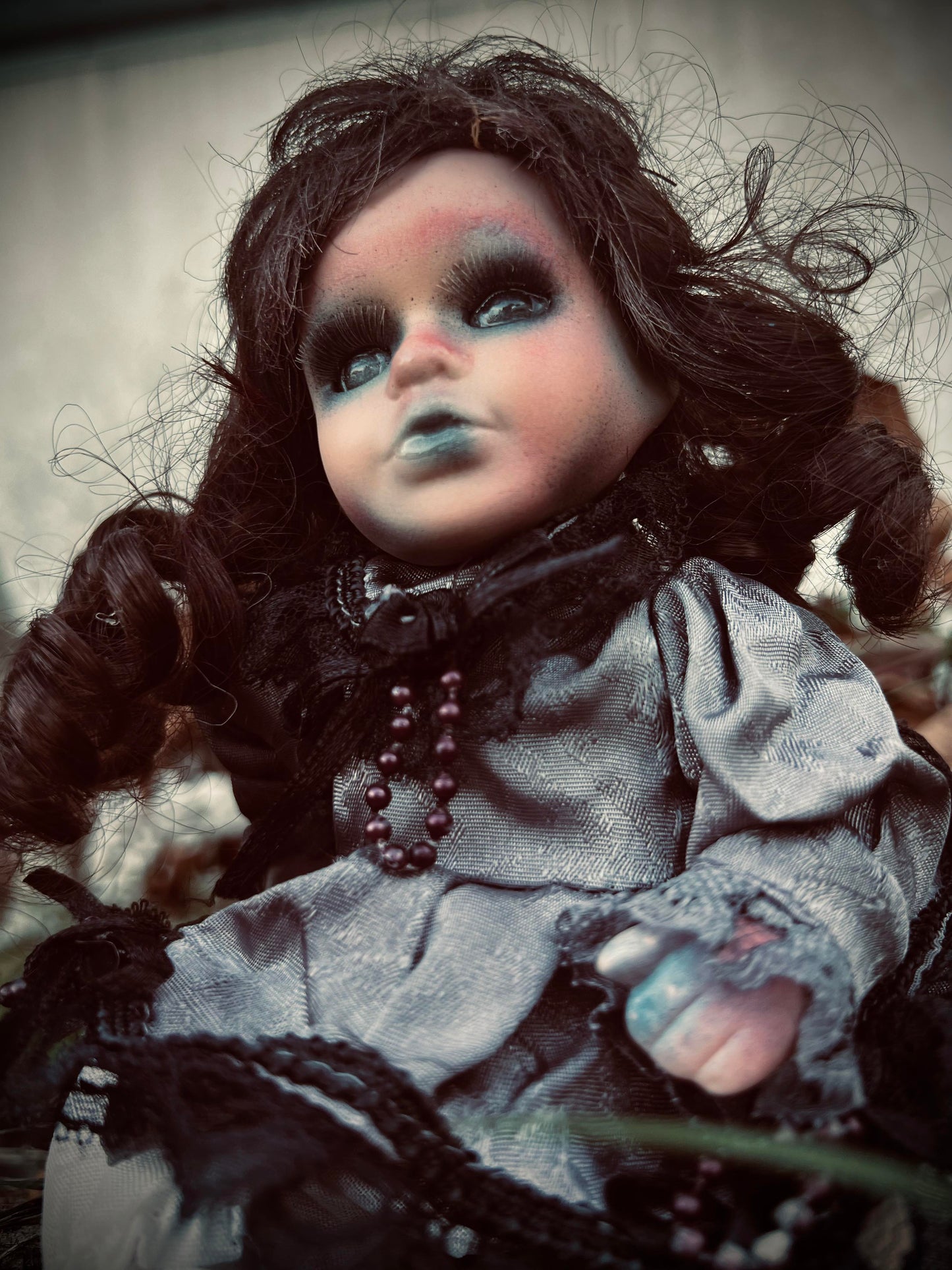 Meet Blanche 9" Mini Doll Porcelain Witchy Creepy Haunted Spirit Infected Scary Spooky Zombie Possessed Fall Gothic Positive Energy