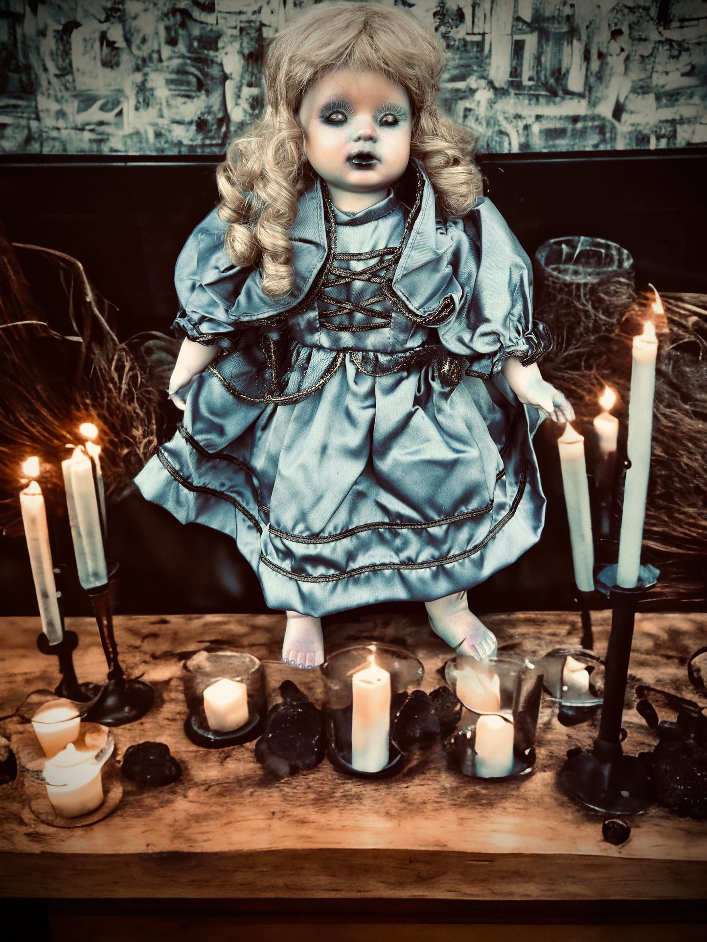 Meet Adele 17" Doll Porcelain Witchy Creepy Haunted Spirit Infected Scary Spooky Zombie Possessed Fall Gothic Positive Energy