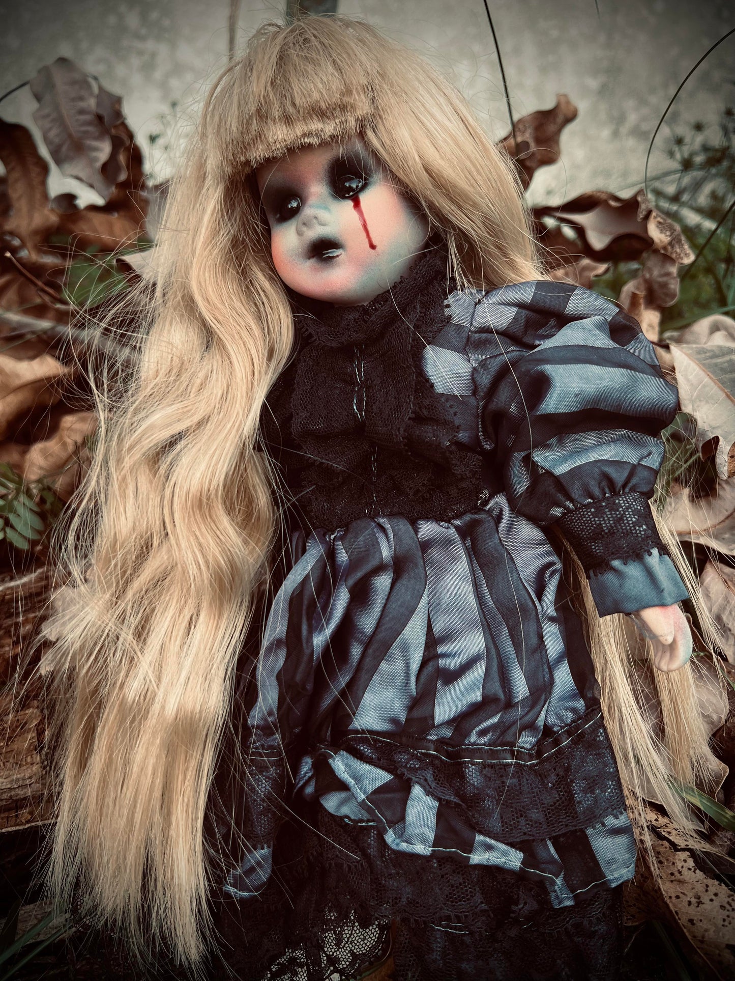 Meet Gwendolyn 12" Doll Porcelain Witchy Creepy Haunted Spirit Infected Scary Spooky Zombie Possessed Fall Gothic Positive Energy