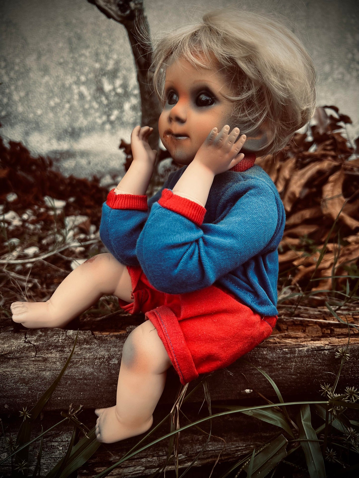 Meet Chris 10" Sitting Doll Porcelain Witchy Creepy Haunted Spirit Infected Scary Spooky Zombie Possessed Gift Idea Gothic Positive Energy