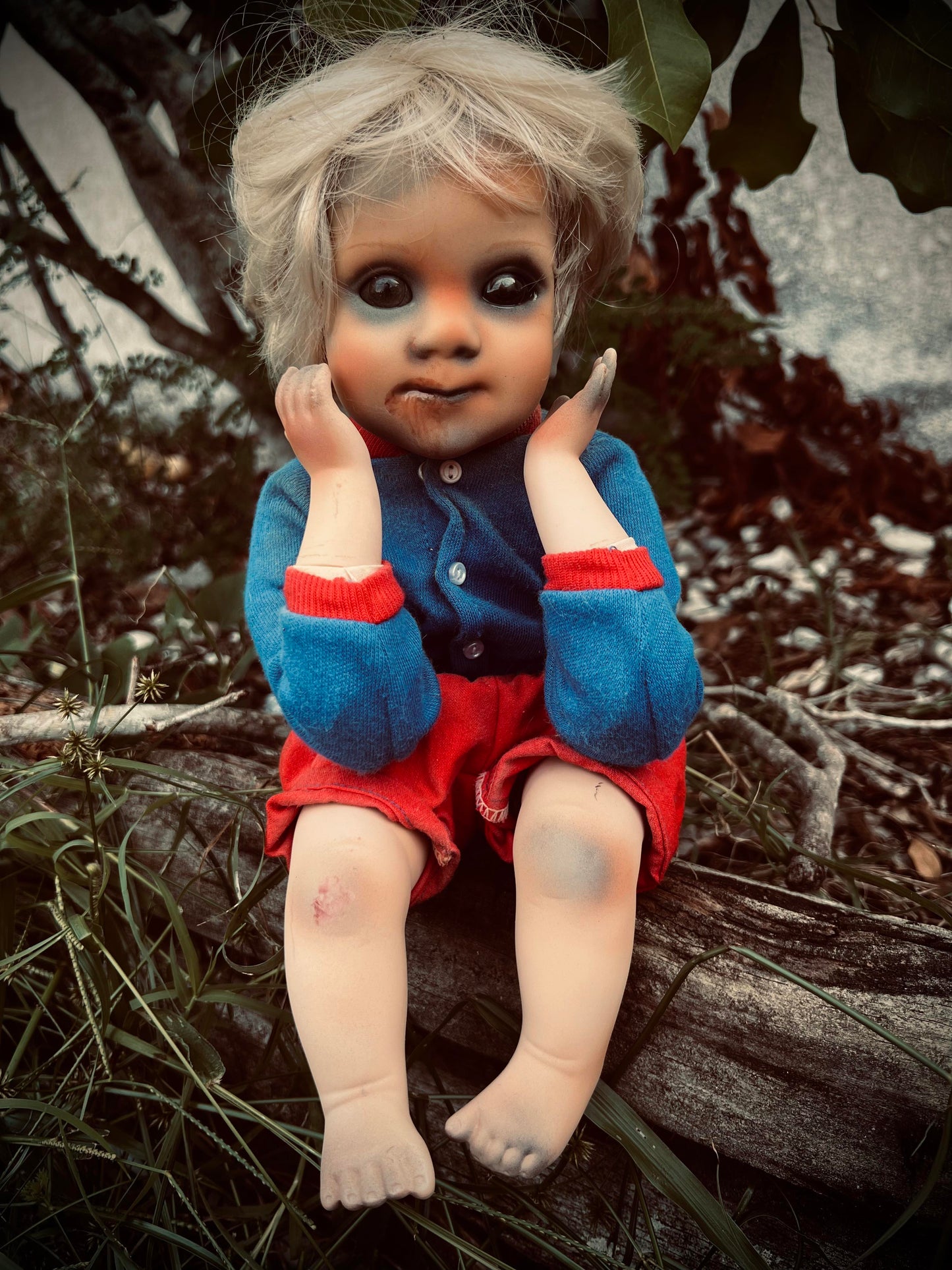 Meet Chris 10" Sitting Doll Porcelain Witchy Creepy Haunted Spirit Infected Scary Spooky Zombie Possessed Gift Idea Gothic Positive Energy