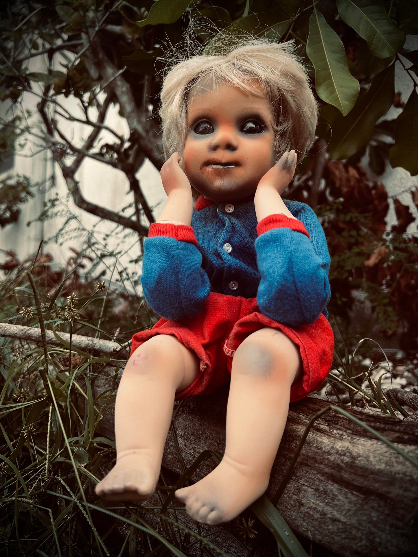 Meet Chris 10" Sitting Doll Porcelain Witchy Creepy Haunted Spirit Infected Scary Spooky Zombie Possessed Gift Idea Gothic Positive Energy