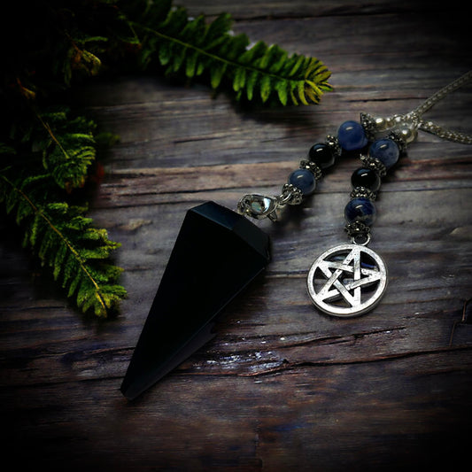 Hexagonal Pendulum Black Obsidian Pentacle Charm Curiosity, Oddity, Spells, Unique Gift Idea, Witchcraft, Rituals, Spirit Boards, Ghost