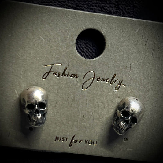 S925 Sterling Silver Gothic Skull Stud Earrings Gift Ideas Rock Style