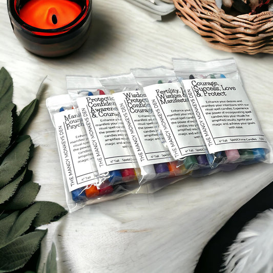 5 Pack Bundle Starter Packs Spell Multi Candles 4" Chime Candles, Witch, Ritual Candle, Small Bulk Candles, Witchcraft Oddity Occult Magic