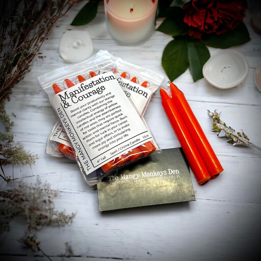 4 PK Manifestation, Courage Spell Orange Candles 4" Chime Candles, Witch, Ritual Candle, Small Bulk Candles, Witchcraft Oddity Occult Magick