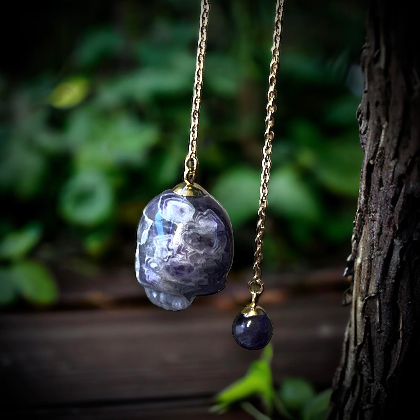 Gemstone Pendulum Skull Amethyst Curiosity, Oddity, Spells, Unique Gift Idea, Witchcraft, Rituals, Spirit Boards, Quartz
