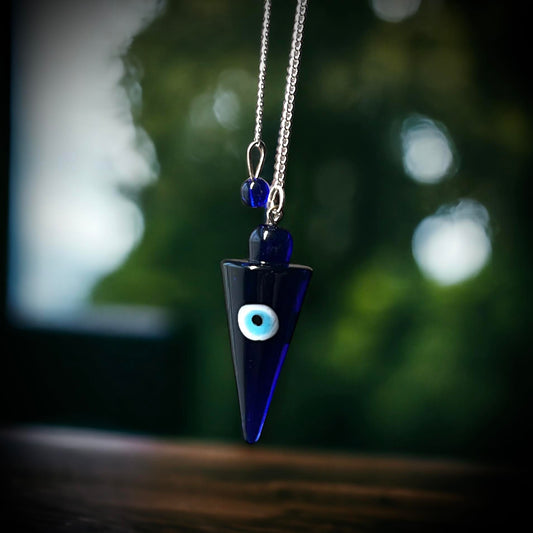 Evil Eye Cobalt Glass Talisman Pendulum Curiosity, Oddity, Spells, Unique Gift Idea, Witchcraft, Rituals, Spirit Boards