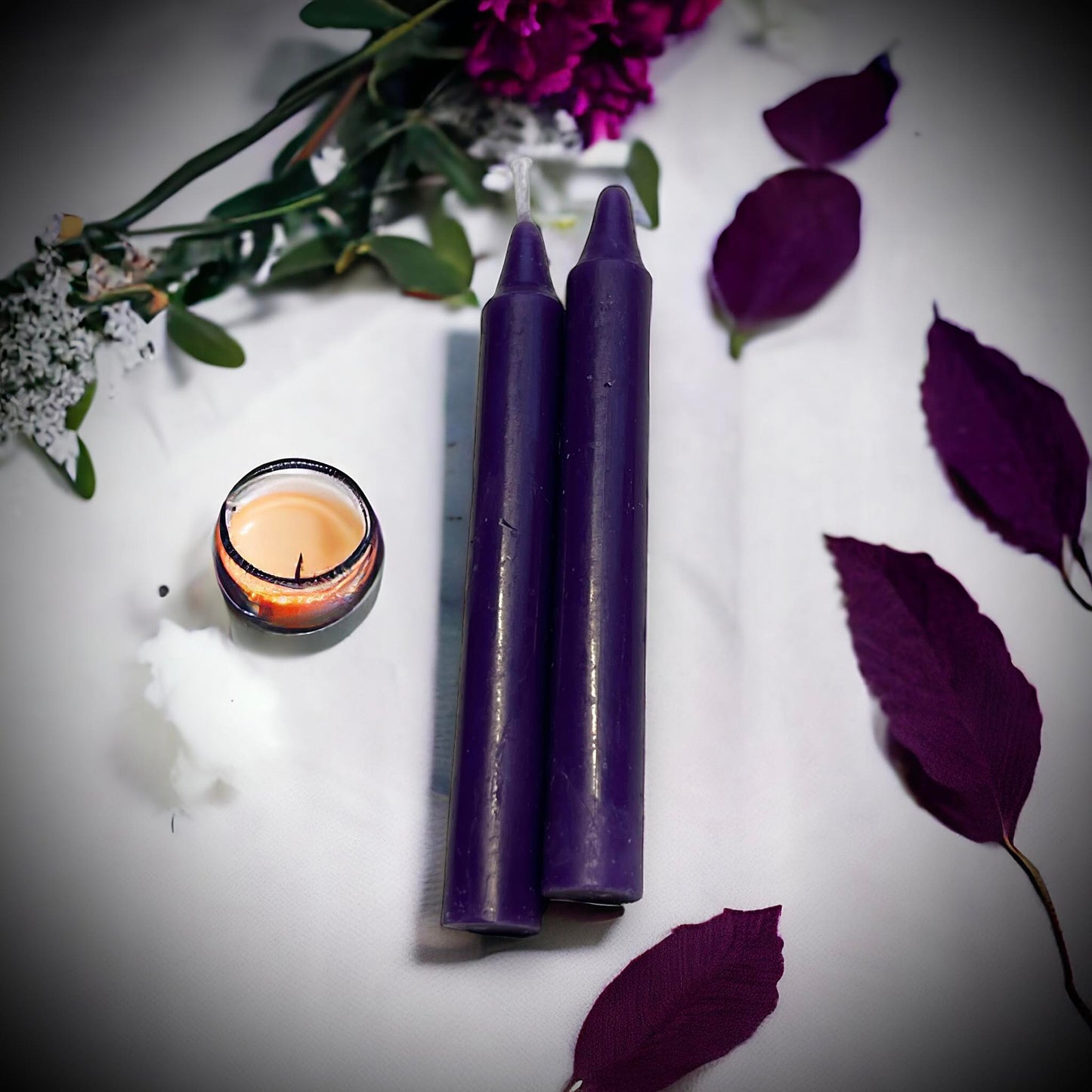 4 PK Wisdom & Psychic Purple Power Spell Candles 4" Chime Candles, Witch, Ritual Candle, Small Bulk Candles, Witchcraft Oddity Occult Gift