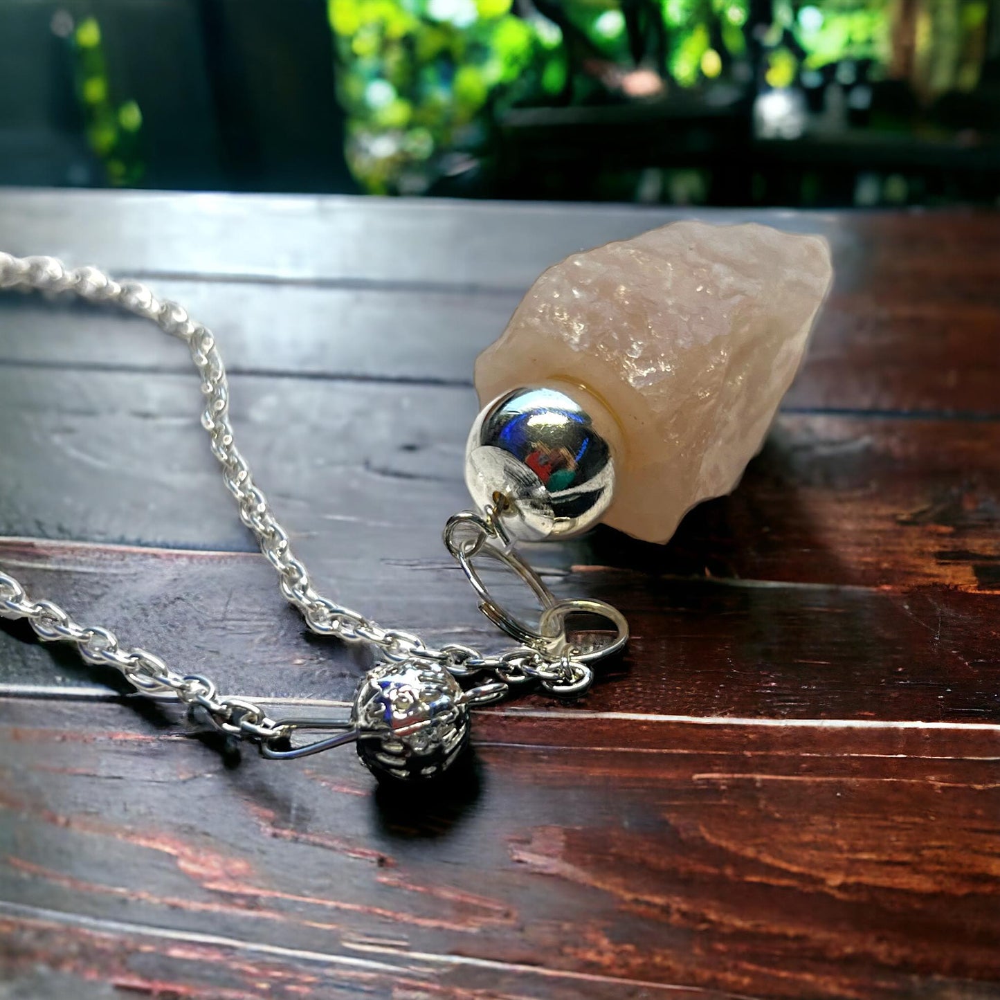 Rough 10"Pendulum Rose Quartz Curiosity, Oddity, Spells, Unique Gift Idea, Witchcraft, Rituals, Spirit Boards, Quartz