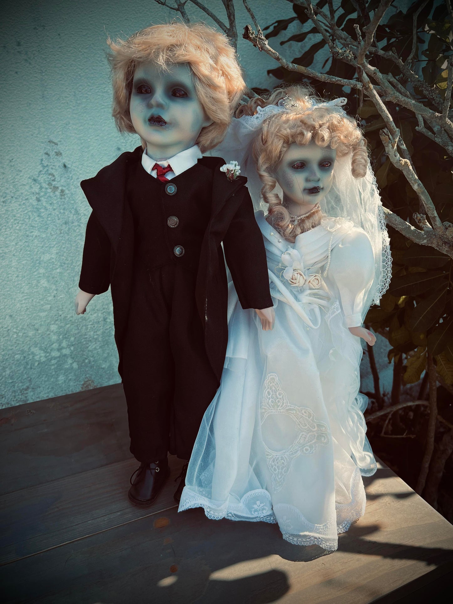 Meet Bobby and Jackie 18" Wedding Groom Bride Haunted Ghostly Porcelain Dolls Witchy Creepy Haunted Spirit Oddity Gothic Positive Energy