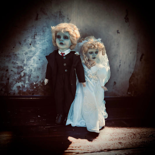 Meet Bobby and Jackie 18" Wedding Groom Bride Haunted Ghostly Porcelain Dolls Witchy Creepy Haunted Spirit Oddity Gothic Positive Energy