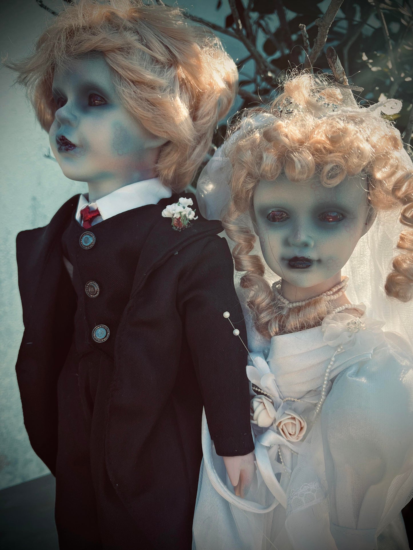 Meet Bobby and Jackie 18" Wedding Groom Bride Haunted Ghostly Porcelain Dolls Witchy Creepy Haunted Spirit Oddity Gothic Positive Energy