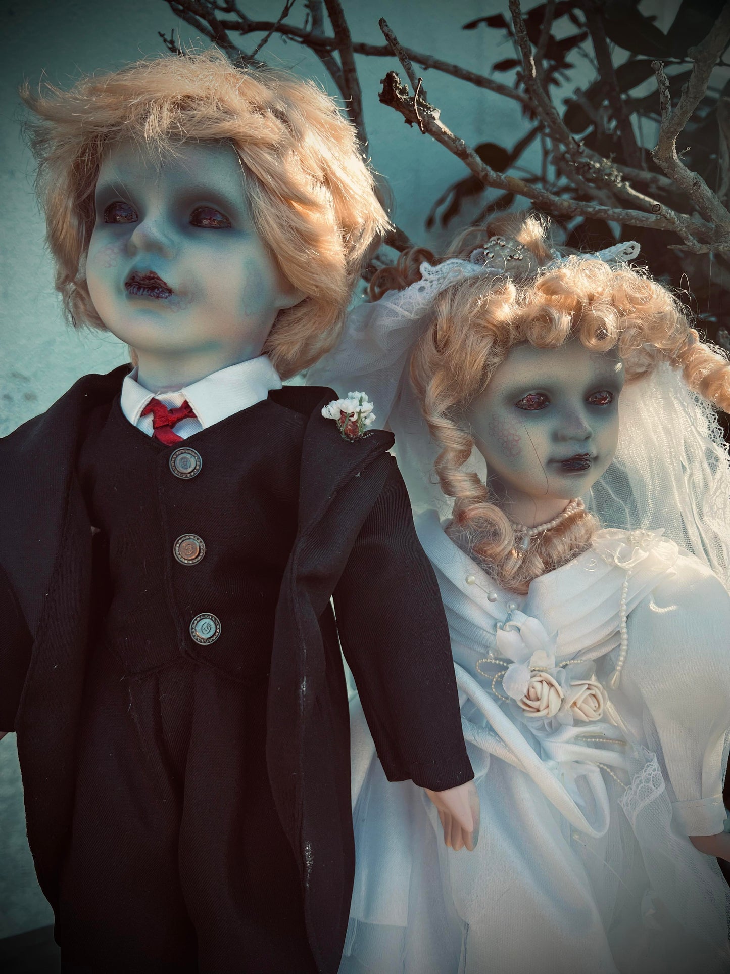 Meet Bobby and Jackie 18" Wedding Groom Bride Haunted Ghostly Porcelain Dolls Witchy Creepy Haunted Spirit Oddity Gothic Positive Energy