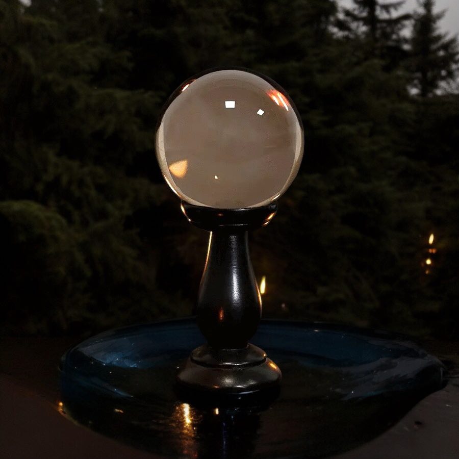 Mystical Smoke Grey Crystal Ball with Stand Perfect Gift Idea Spiritual Wiccan Oddity Witchcraft Fortune Teller Occult Idea Gazing Scrying