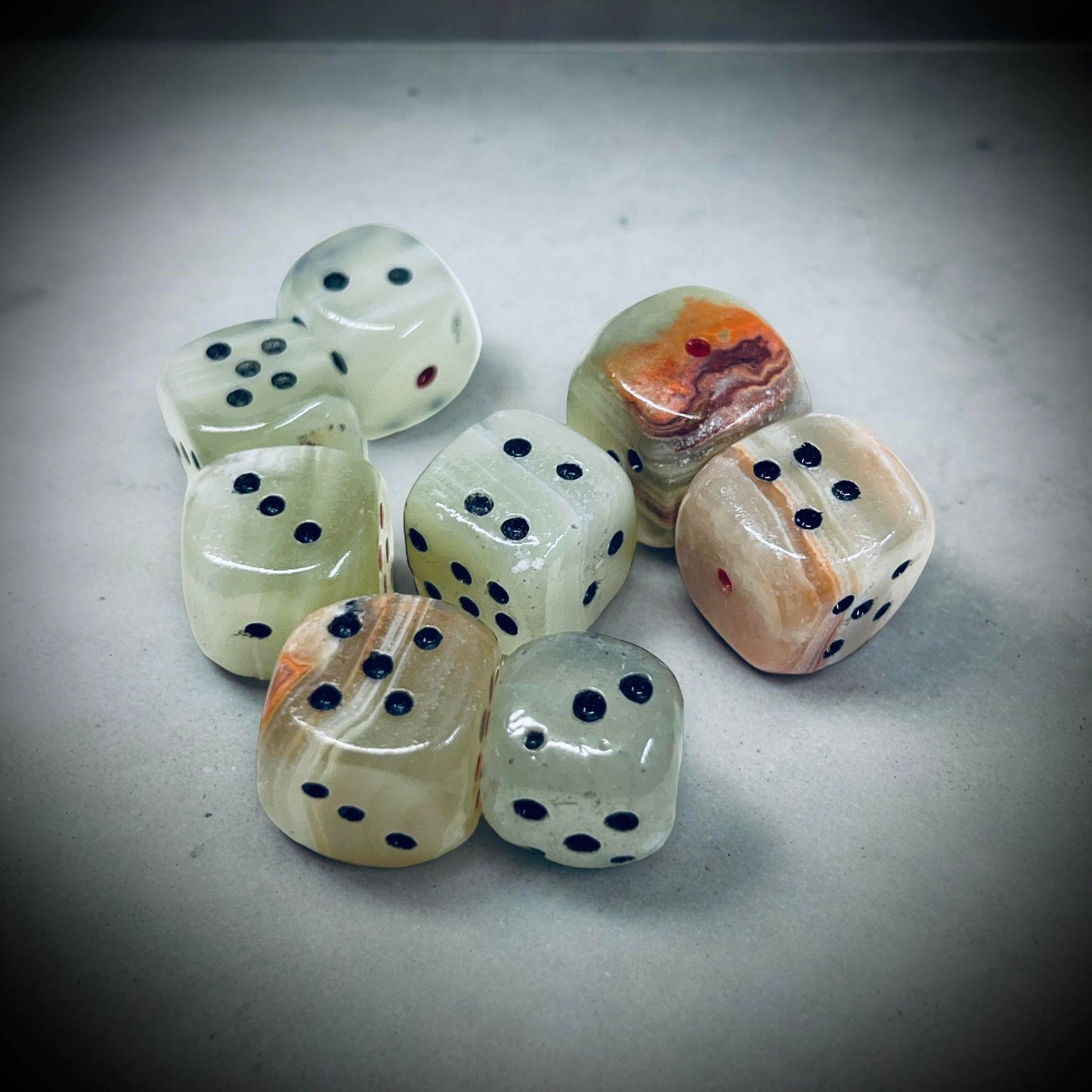 Pair of Green Onyx Dice Small Gemstone Dice Unique Gift Idea Witchcraft, Rituals, Spirit Spirituality Magical Readings Gamer DND Collectors