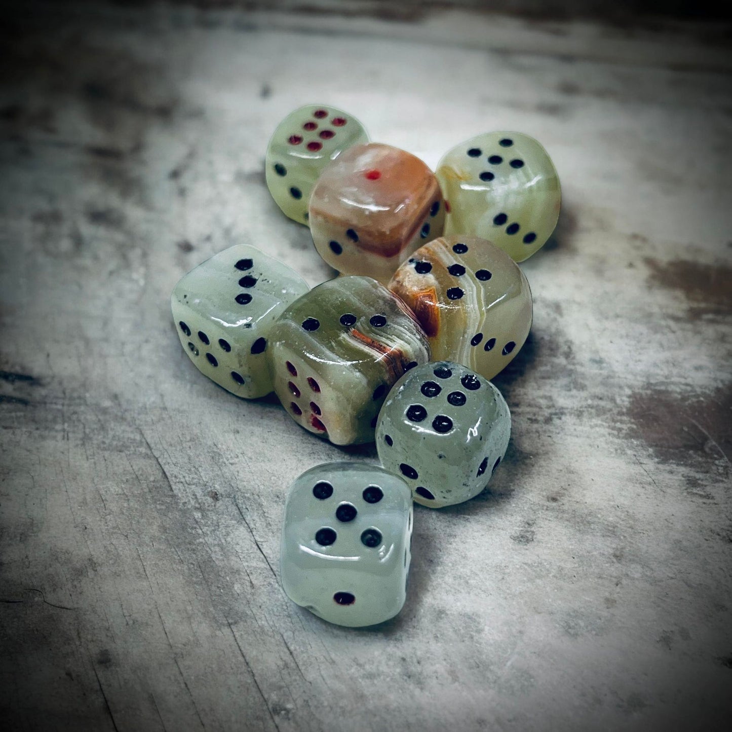 Pair of Green Onyx Dice Small Gemstone Dice Unique Gift Idea Witchcraft, Rituals, Spirit Spirituality Magical Readings Gamer DND Collectors