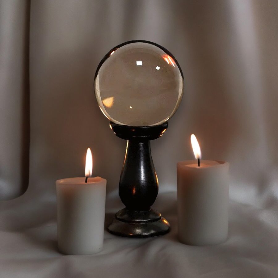 Mystical Smoke Grey Crystal Ball with Stand Perfect Gift Idea Spiritual Wiccan Oddity Witchcraft Fortune Teller Occult Idea Gazing Scrying