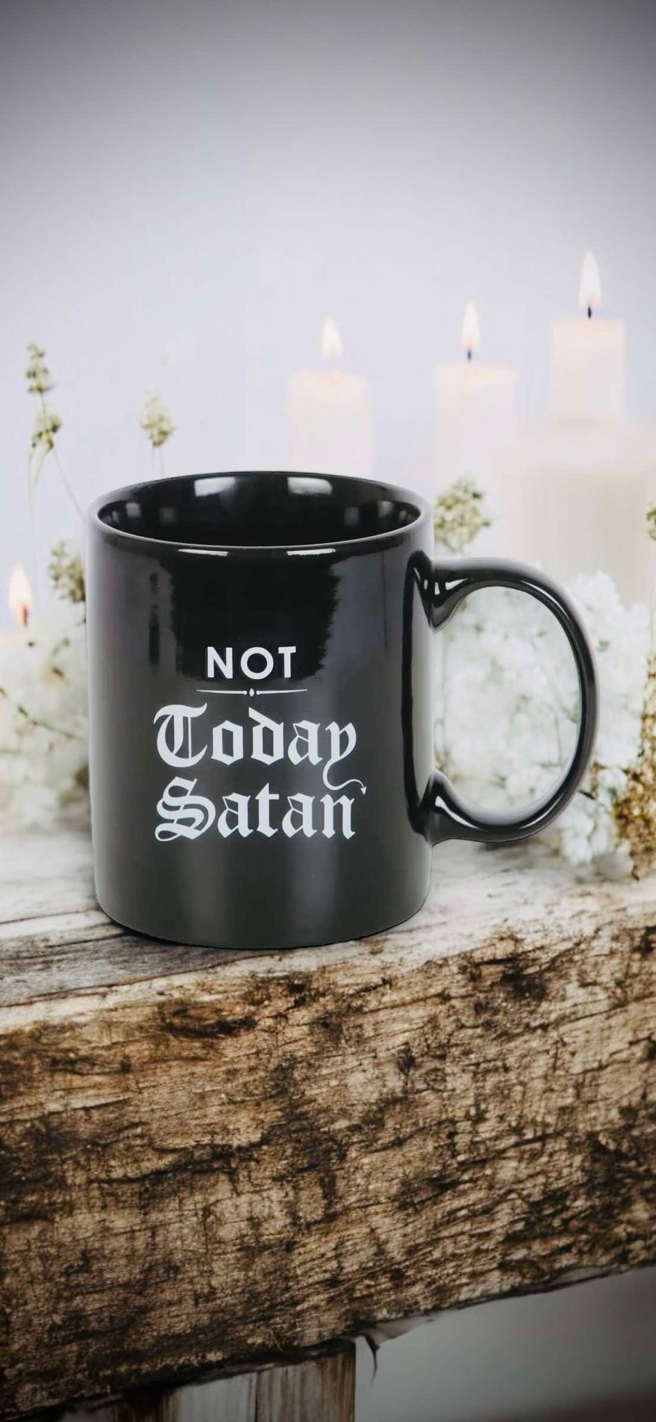 Not Today Satan 12oz Coffee Mug Ceramic Black Oddities Gift Idea Halloween Decor Witch Occult Spooky Mystic Paranormal Cup Fall Decor