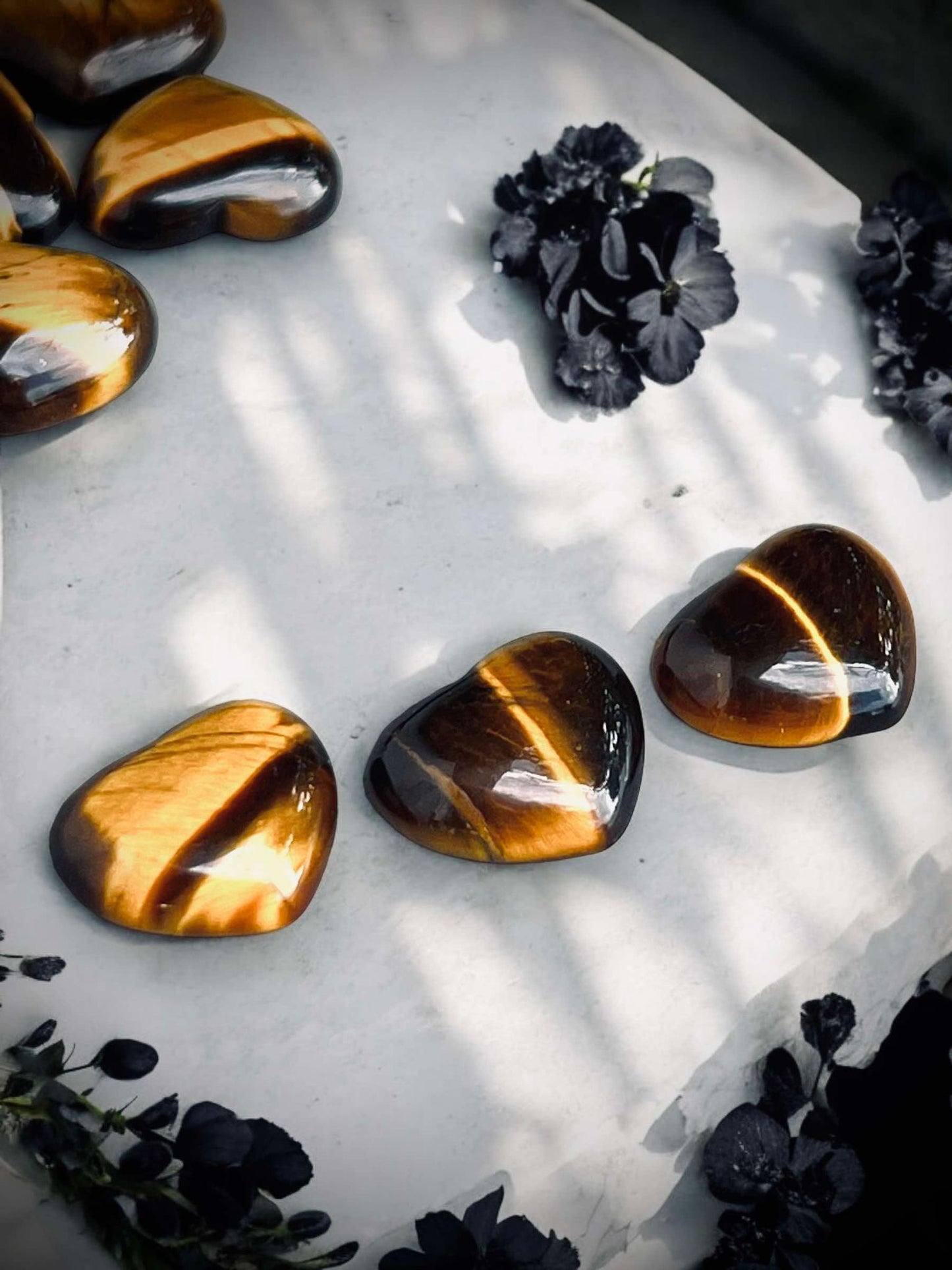 Tiger Eye Gemstone Flat Back 3/4 Inch Heart Perfect Gift Idea Spiritual Wiccan Oddity Witchcraft Occult Idea Natural Stones Carved Polished