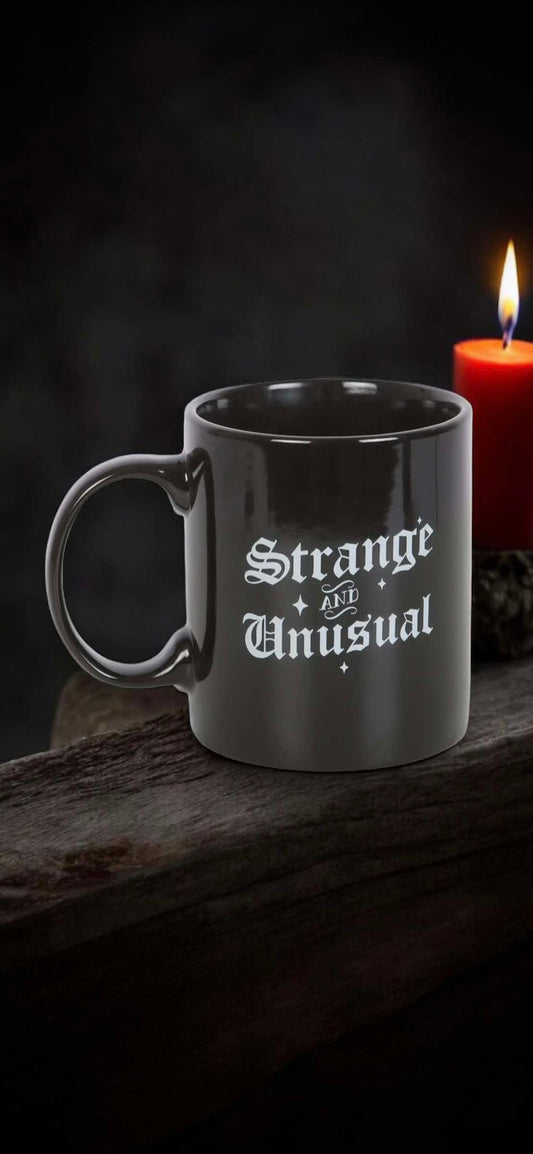 Strange And Unusual 12oz Coffee Mug Ceramic Black Spirit Board Oddities Gift Idea Halloween Decor Witch Occult Spooky Mystic Paranormal Cup