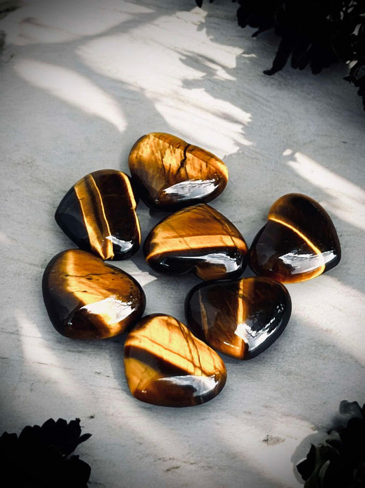 Tiger Eye Gemstone Flat Back 3/4 Inch Heart Perfect Gift Idea Spiritual Wiccan Oddity Witchcraft Occult Idea Natural Stones Carved Polished