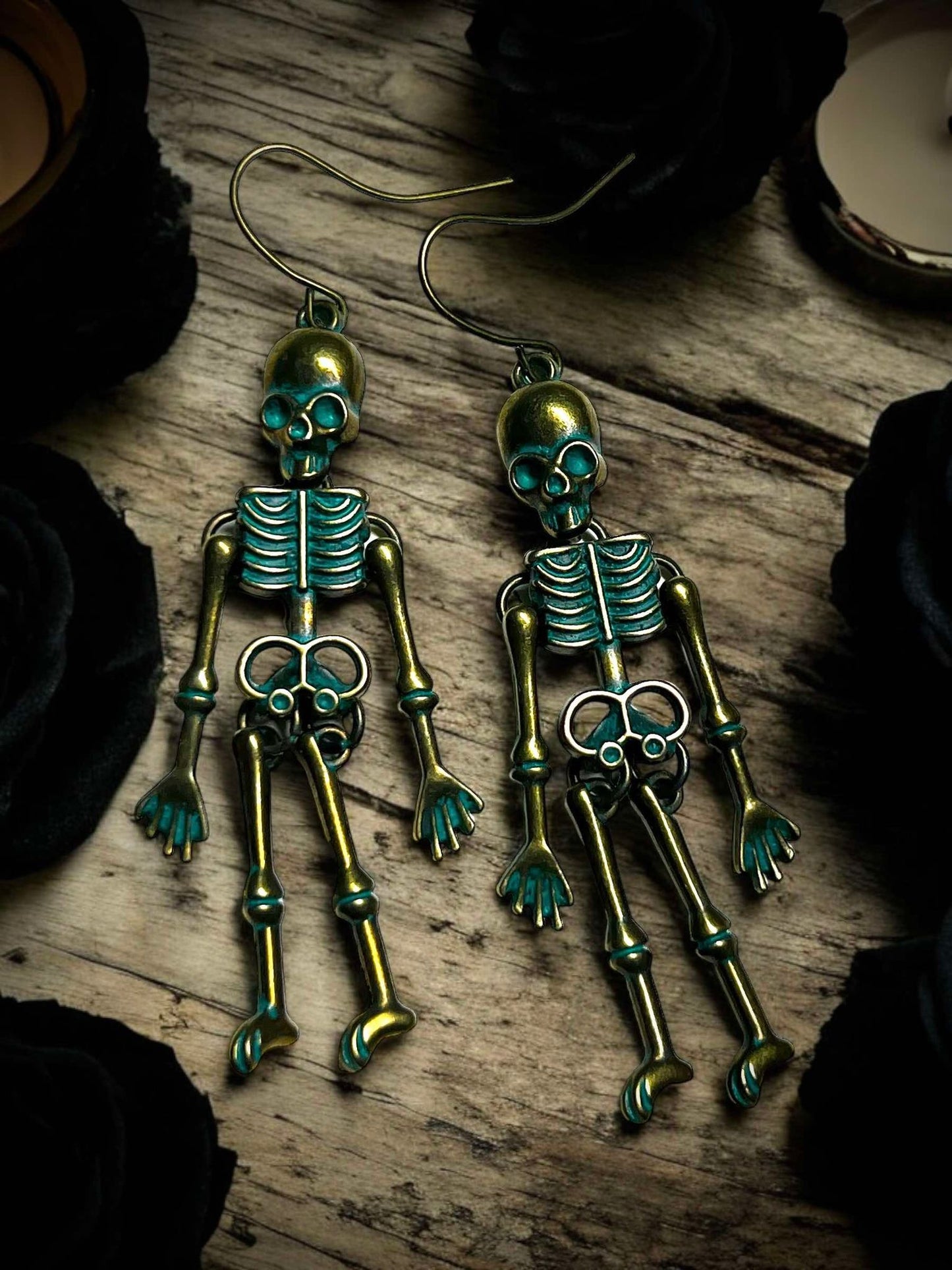 Skeleton Full Body Retro Skull Dangle Earrings, Punk Hanging, Gothic Pendant Earrings, Witchy, Unique Halloween Gifts Oddity Jewelry Wiccan