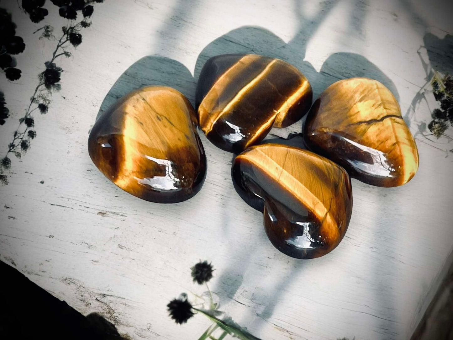 Tiger Eye Gemstone Flat Back 3/4 Inch Heart Perfect Gift Idea Spiritual Wiccan Oddity Witchcraft Occult Idea Natural Stones Carved Polished