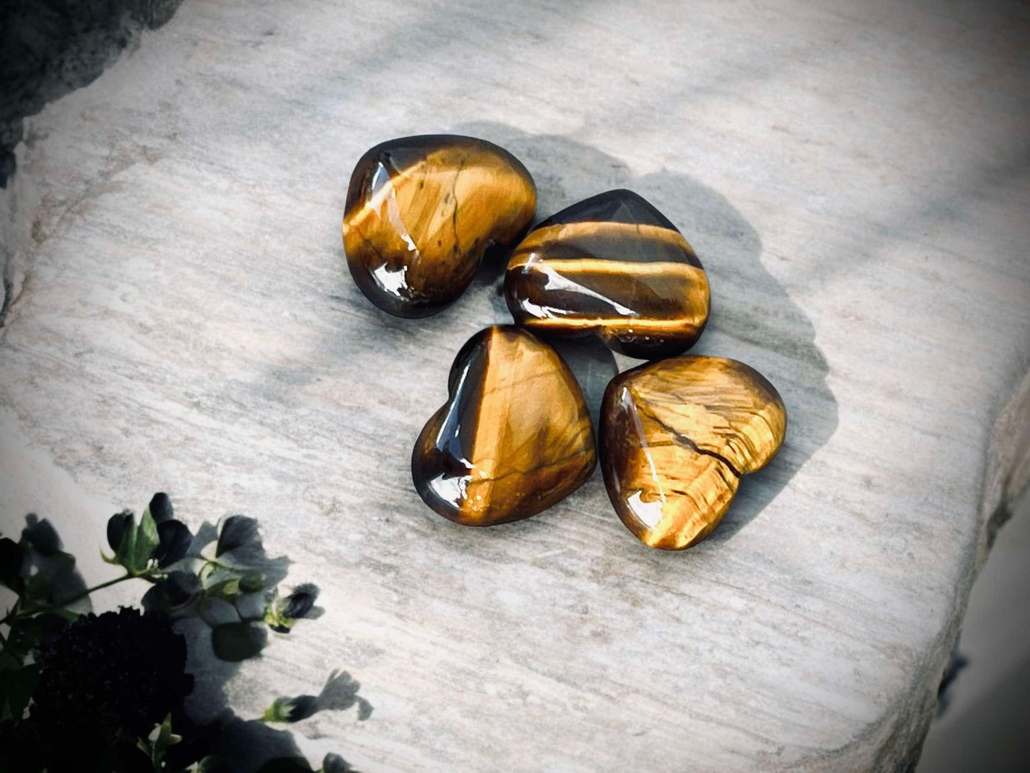 Tiger Eye Gemstone Flat Back 3/4 Inch Heart Perfect Gift Idea Spiritual Wiccan Oddity Witchcraft Occult Idea Natural Stones Carved Polished